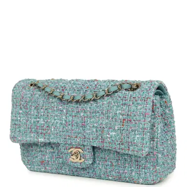 Chanel Chanel Medium Classic Double Flap Bag Blue Multi Tweed Light Gold Hardware | Thumbnail 5 Chanel Chanel Medium Classic Double Flap Bag Blue Multi Tweed Light Gold Hardware | Thumbnail 5