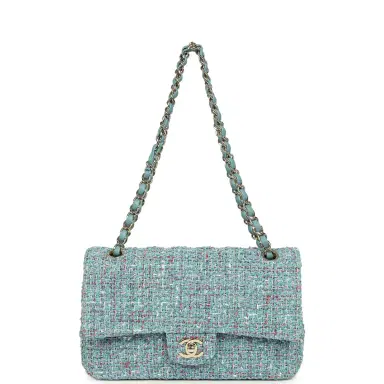 Chanel Chanel Medium Classic Double Flap Bag Blue Multi Tweed Light Gold Hardware | Thumbnail 7 Chanel Chanel Medium Classic Double Flap Bag Blue Multi Tweed Light Gold Hardware | Thumbnail 7