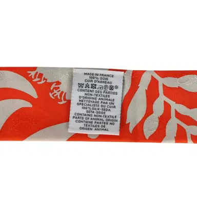HERMÈS Hermes "Bouquet Final" Gris Perle and Vermillon Fringe Silk Twilly | Thumbnail 4 HERMÈS Hermes "Bouquet Final" Gris Perle and Vermillon Fringe Silk Twilly | Thumbnail 4