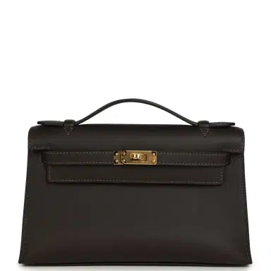 HERMÈS Hermes Kelly Pochette Bai-Brun Swift Gold Hardware | Thumbnail 1 HERMÈS Hermes Kelly Pochette Bai-Brun Swift Gold Hardware | Thumbnail 1