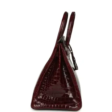 HERMÈS Pre-owned Hermes Birkin 35 Bordeaux Shiny Porosus Crocodile Palladium Hardware | Thumbnail 3 HERMÈS Pre-owned Hermes Birkin 35 Bordeaux Shiny Porosus Crocodile Palladium Hardware | Thumbnail 3