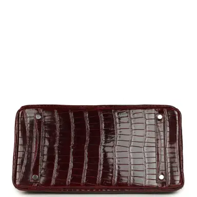 HERMÈS Pre-owned Hermes Birkin 35 Bordeaux Shiny Porosus Crocodile Palladium Hardware | Thumbnail 6 HERMÈS Pre-owned Hermes Birkin 35 Bordeaux Shiny Porosus Crocodile Palladium Hardware | Thumbnail 6
