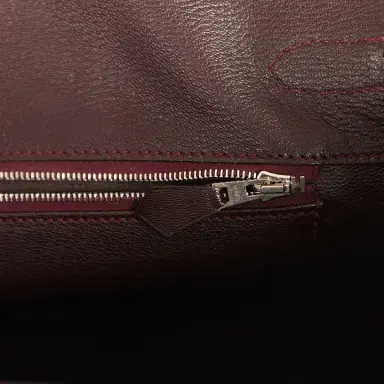 HERMÈS Pre-owned Hermes Birkin 35 Bordeaux Shiny Porosus Crocodile Palladium Hardware | Thumbnail 9 HERMÈS Pre-owned Hermes Birkin 35 Bordeaux Shiny Porosus Crocodile Palladium Hardware | Thumbnail 9