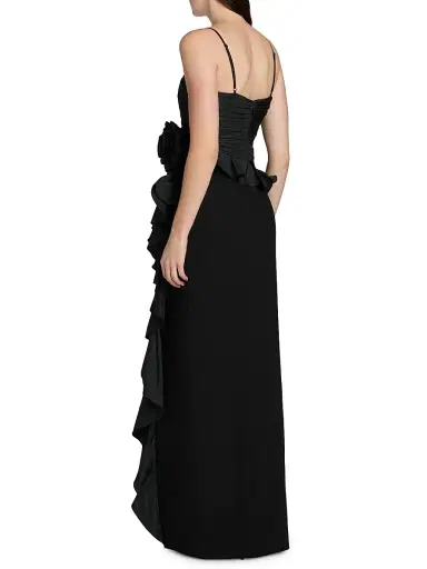 Cinq à Sept Women's Liora Ruched Floral-Embellished Gown - Black | Thumbnail 5 Cinq à Sept Women's Liora Ruched Floral-Embellished Gown - Black | Thumbnail 5