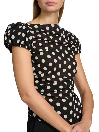Cara Cara Women's Melissa Polka Dot Stretch-Silk Top - Joelle Dot Black - Size Medium | Thumbnail 6 Cara Cara Women's Melissa Polka Dot Stretch-Silk Top - Joelle Dot Black - Size Medium | Thumbnail 6
