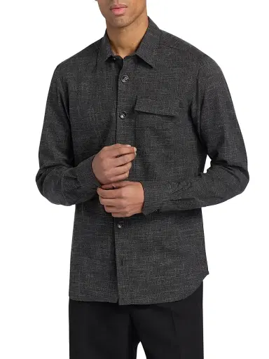 Kiton Men's Buba Pocket Shirt - Dark Grey - Size XS | Thumbnail 3 Kiton Men's Buba Pocket Shirt - Dark Grey - Size XS | Thumbnail 3