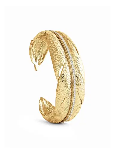 Anabel Aram Women's Feather 18K-Gold-Plated & Crystal Narrow Hinged Cuff - Gold | Thumbnail 3 Anabel Aram Women's Feather 18K-Gold-Plated & Crystal Narrow Hinged Cuff - Gold | Thumbnail 3