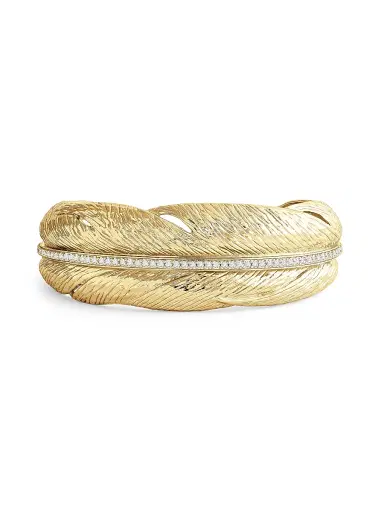 Anabel Aram Women's Feather 18K-Gold-Plated & Crystal Narrow Hinged Cuff - Gold | Thumbnail 1 Anabel Aram Women's Feather 18K-Gold-Plated & Crystal Narrow Hinged Cuff - Gold | Thumbnail 1