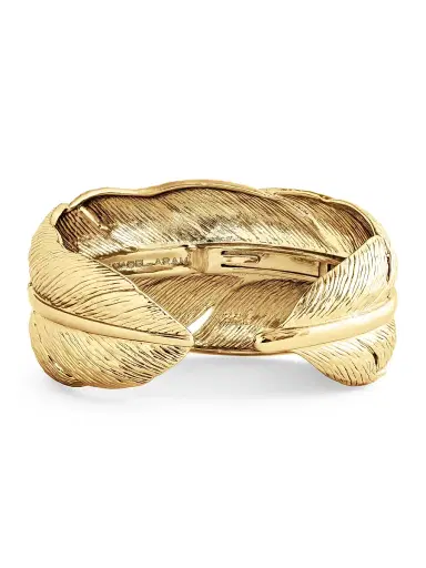 Anabel Aram Women's Feather 18K-Gold-Plated & Crystal Wide Hinged Cuff - Gold | Thumbnail 2 Anabel Aram Women's Feather 18K-Gold-Plated & Crystal Wide Hinged Cuff - Gold | Thumbnail 2