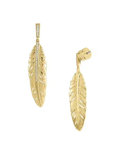 Anabel Aram Women's Feather 18K-Gold-Plated & Crystal Drop Earrings - Gold | Thumbnail 2 Anabel Aram Women's Feather 18K-Gold-Plated & Crystal Drop Earrings - Gold | Thumbnail 2