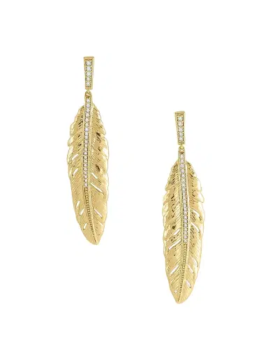 Anabel Aram Women's Feather 18K-Gold-Plated & Crystal Drop Earrings - Gold | Thumbnail 1 Anabel Aram Women's Feather 18K-Gold-Plated & Crystal Drop Earrings - Gold | Thumbnail 1