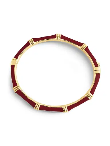 Anabel Aram Women's Bamboo 18K-Gold-Plated & Enamel Hinged Bangle - Burgundy | Thumbnail 3 Anabel Aram Women's Bamboo 18K-Gold-Plated & Enamel Hinged Bangle - Burgundy | Thumbnail 3
