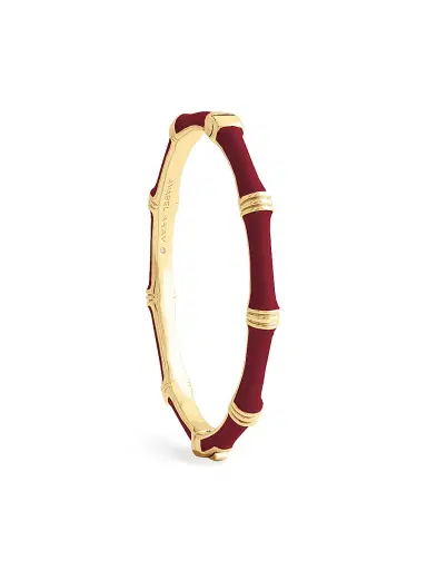 Anabel Aram Women's Bamboo 18K-Gold-Plated & Enamel Hinged Bangle - Burgundy | Thumbnail 4 Anabel Aram Women's Bamboo 18K-Gold-Plated & Enamel Hinged Bangle - Burgundy | Thumbnail 4