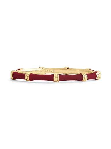 Anabel Aram Women's Bamboo 18K-Gold-Plated & Enamel Hinged Bangle - Burgundy | Thumbnail 5 Anabel Aram Women's Bamboo 18K-Gold-Plated & Enamel Hinged Bangle - Burgundy | Thumbnail 5