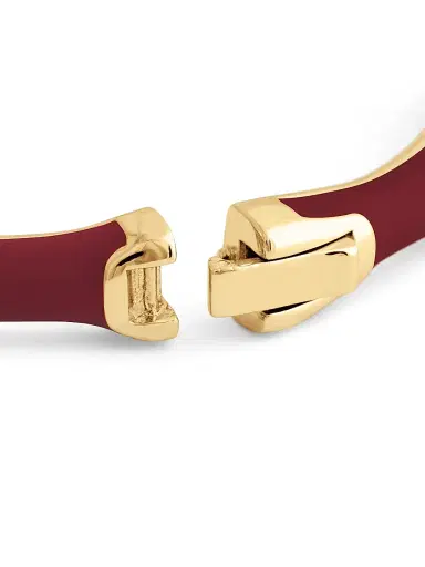 Anabel Aram Women's Bamboo 18K-Gold-Plated & Enamel Hinged Bangle - Burgundy | Thumbnail 6 Anabel Aram Women's Bamboo 18K-Gold-Plated & Enamel Hinged Bangle - Burgundy | Thumbnail 6