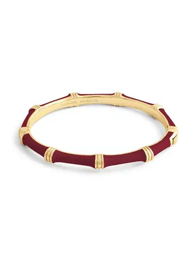 Anabel Aram Women's Bamboo 18K-Gold-Plated & Enamel Hinged Bangle - Burgundy | Thumbnail 1 Anabel Aram Women's Bamboo 18K-Gold-Plated & Enamel Hinged Bangle - Burgundy | Thumbnail 1