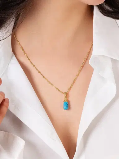 Anabel Aram Women's Milos 18K-Gold-Plated & Turquoise Charm - Turquoise | Thumbnail 2 Anabel Aram Women's Milos 18K-Gold-Plated & Turquoise Charm - Turquoise | Thumbnail 2