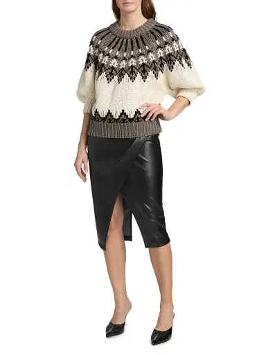 Altuzarra Women's Marty Chunky Colorworked Puff-Sleeve Sweater | Thumbnail 2 Altuzarra Women's Marty Chunky Colorworked Puff-Sleeve Sweater | Thumbnail 2