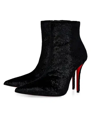 Christian Louboutin Women's Miss Z Booty 100MM Velvet-Effect Booties - Black | Thumbnail 2 Christian Louboutin Women's Miss Z Booty 100MM Velvet-Effect Booties - Black | Thumbnail 2