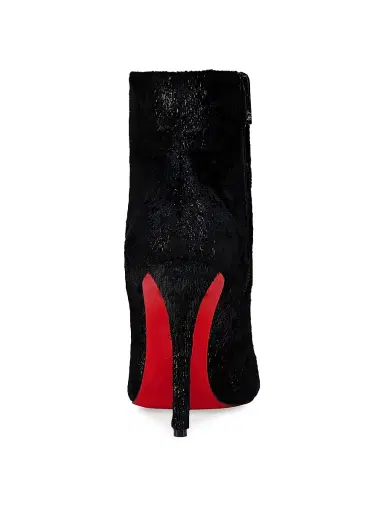 Christian Louboutin Women's Miss Z Booty 100MM Velvet-Effect Booties - Black | Thumbnail 3 Christian Louboutin Women's Miss Z Booty 100MM Velvet-Effect Booties - Black | Thumbnail 3