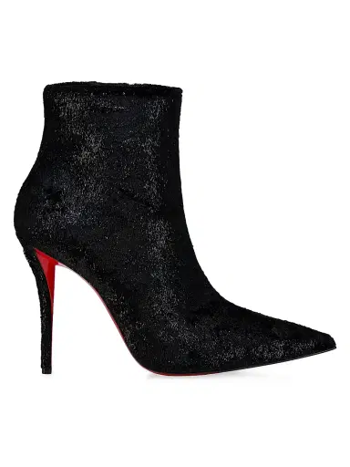 Christian Louboutin Women's Miss Z Booty 100MM Velvet-Effect Booties - Black | Thumbnail 1 Christian Louboutin Women's Miss Z Booty 100MM Velvet-Effect Booties - Black | Thumbnail 1