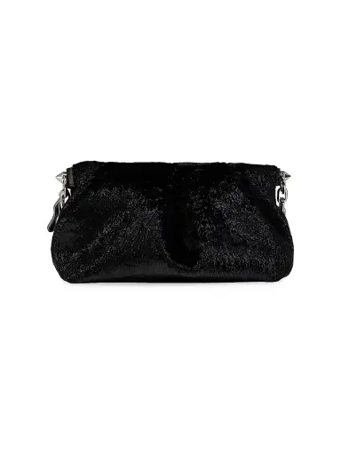 Christian Louboutin Women's Eva Velvet Shoulder Bag - Black | Thumbnail 4 Christian Louboutin Women's Eva Velvet Shoulder Bag - Black | Thumbnail 4