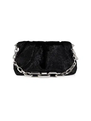 Christian Louboutin Women's Eva Velvet Shoulder Bag - Black | Thumbnail 1 Christian Louboutin Women's Eva Velvet Shoulder Bag - Black | Thumbnail 1