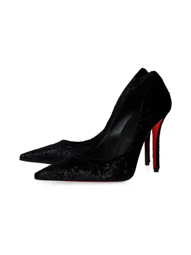Christian Louboutin Women's Miss Z 100MM Velvet-Effect Pumps - Black | Thumbnail 2 Christian Louboutin Women's Miss Z 100MM Velvet-Effect Pumps - Black | Thumbnail 2