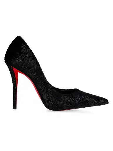 Christian Louboutin Women's Miss Z 100MM Velvet-Effect Pumps - Black | Thumbnail 1 Christian Louboutin Women's Miss Z 100MM Velvet-Effect Pumps - Black | Thumbnail 1