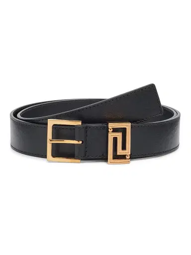 Versace Men's Greca Leather Belt - Black Gold | Thumbnail 1 Versace Men's Greca Leather Belt - Black Gold | Thumbnail 1