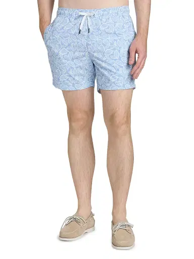 Saks Fifth Avenue Men's COLLECTION Tropical Leaf Print Drawstring Swim Shorts | Thumbnail 3 Saks Fifth Avenue Men's COLLECTION Tropical Leaf Print Drawstring Swim Shorts | Thumbnail 3