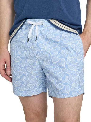 Saks Fifth Avenue Men's COLLECTION Tropical Leaf Print Drawstring Swim Shorts | Thumbnail 5 Saks Fifth Avenue Men's COLLECTION Tropical Leaf Print Drawstring Swim Shorts | Thumbnail 5