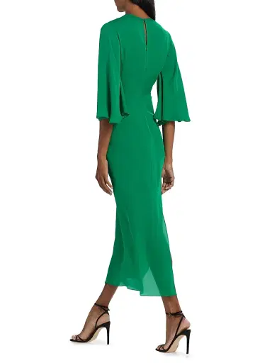 PRABAL GURUNG Women's Georgette Twist-Front Midi-Dress - Green - Size 0 | Thumbnail 5 PRABAL GURUNG Women's Georgette Twist-Front Midi-Dress - Green - Size 0 | Thumbnail 5