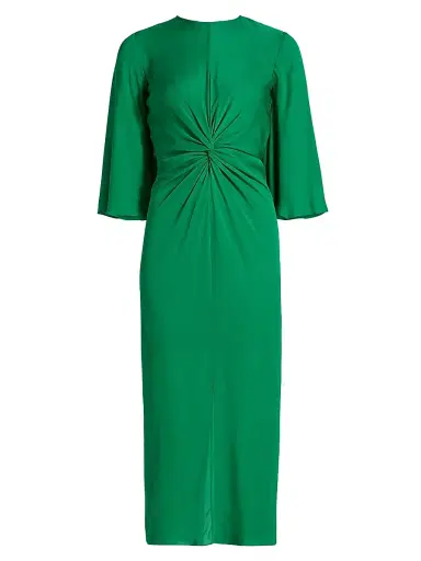 PRABAL GURUNG Women's Georgette Twist-Front Midi-Dress - Green - Size 0 | Thumbnail 1 PRABAL GURUNG Women's Georgette Twist-Front Midi-Dress - Green - Size 0 | Thumbnail 1