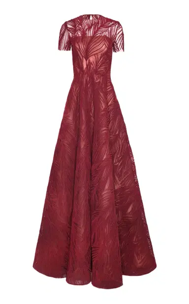 Naeem Khan Light Velvet Cap Sleeve Gown | Thumbnail 1 Naeem Khan Light Velvet Cap Sleeve Gown | Thumbnail 1