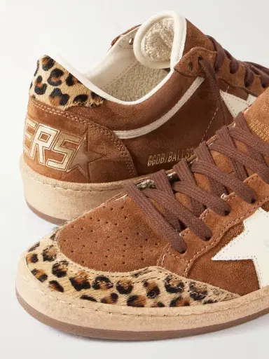 Golden Goose Ball Star Distressed Leather And Calf Hair-trimmed Suede Sneakers | Thumbnail 4 Golden Goose Ball Star Distressed Leather And Calf Hair-trimmed Suede Sneakers | Thumbnail 4