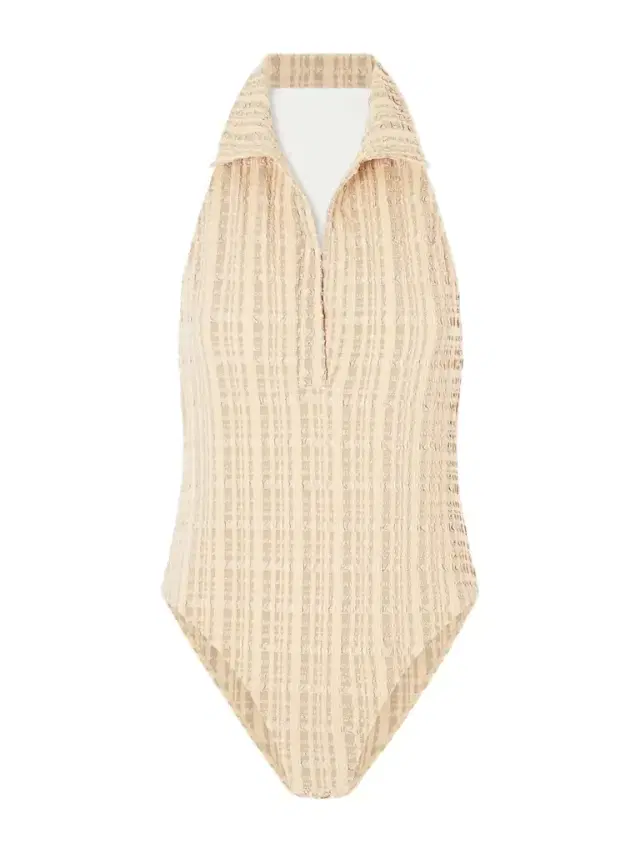Checked Seersucker Halterneck Swimsuit Checked Seersucker Halterneck Swimsuit