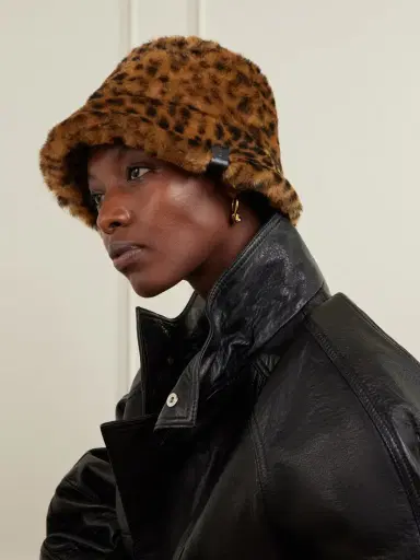 Loewe Leather-trimmed Leopard-print Shearling Bucket Hat | Thumbnail 2 Loewe Leather-trimmed Leopard-print Shearling Bucket Hat | Thumbnail 2