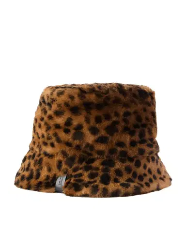 Loewe Leather-trimmed Leopard-print Shearling Bucket Hat | Thumbnail 1 Loewe Leather-trimmed Leopard-print Shearling Bucket Hat | Thumbnail 1