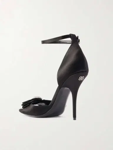 Balenciaga Avenue Palazzo Crystal-embellished Bow-detailed Satin Sandals | Thumbnail 3 Balenciaga Avenue Palazzo Crystal-embellished Bow-detailed Satin Sandals | Thumbnail 3
