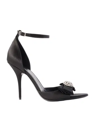 Balenciaga Avenue Palazzo Crystal-embellished Bow-detailed Satin Sandals | Thumbnail 1 Balenciaga Avenue Palazzo Crystal-embellished Bow-detailed Satin Sandals | Thumbnail 1