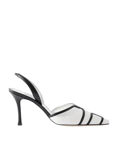 Manolo Blahnik Sarto 90 Two-tone Leather Slingback Pumps | Thumbnail 1 Manolo Blahnik Sarto 90 Two-tone Leather Slingback Pumps | Thumbnail 1