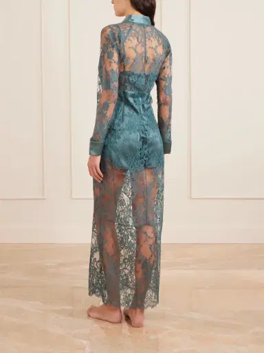 Kiki de Montparnasse Camille Silk Satin-trimmed Organic Cotton-blend Lace Robe | Thumbnail 4 Kiki de Montparnasse Camille Silk Satin-trimmed Organic Cotton-blend Lace Robe | Thumbnail 4