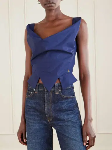 Vivienne Westwood Sunday Draped Embroidered Cotton-poplin Top | Thumbnail 3 Vivienne Westwood Sunday Draped Embroidered Cotton-poplin Top | Thumbnail 3