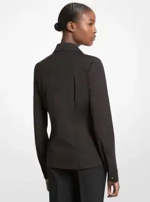 Michael Kors Collection Hansen Stretch Cotton Poplin Shirt in White | Thumbnail 3 Michael Kors Collection Hansen Stretch Cotton Poplin Shirt in White | Thumbnail 3
