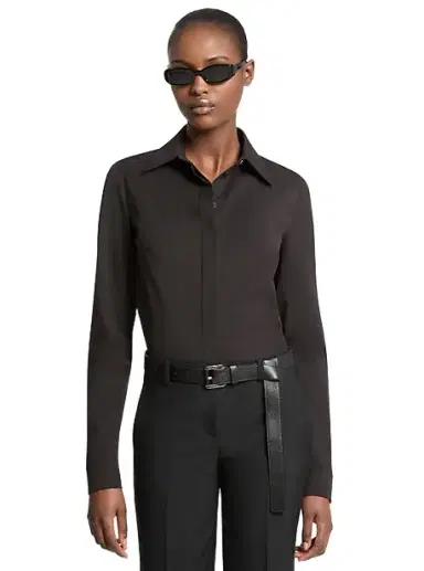 Michael Kors Collection Hansen Stretch Cotton Poplin Shirt in White | Thumbnail 1 Michael Kors Collection Hansen Stretch Cotton Poplin Shirt in White | Thumbnail 1