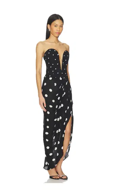 ADRIANA DEGREAS Polka Dot Strapless Midi Dress | Thumbnail 2 ADRIANA DEGREAS Polka Dot Strapless Midi Dress | Thumbnail 2