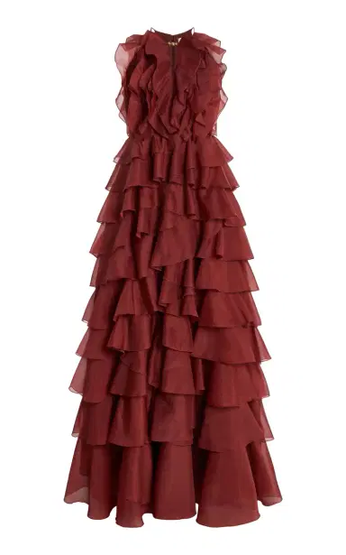 Aje Cleo Ruffled Chiffon Gown | Thumbnail 29 Aje Cleo Ruffled Chiffon Gown | Thumbnail 29