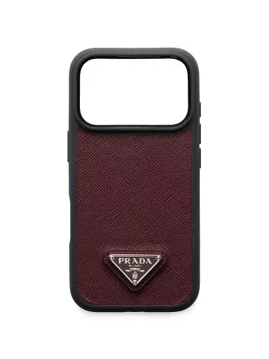 Prada Saffiano Leather Case for iPhone 17 Pro - Dark Red | Thumbnail 1 Prada Saffiano Leather Case for iPhone 17 Pro - Dark Red | Thumbnail 1
