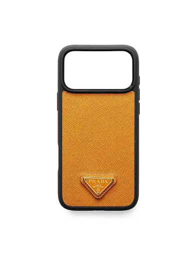 Prada Saffiano Leather Case for iPhone 17 Pro Max - Orange | Thumbnail 1 Prada Saffiano Leather Case for iPhone 17 Pro Max - Orange | Thumbnail 1